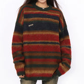 80er Vintage Indie Ästhetik Streifen Strickpullover